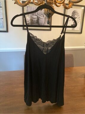 POL Black Lace Trim Camisole